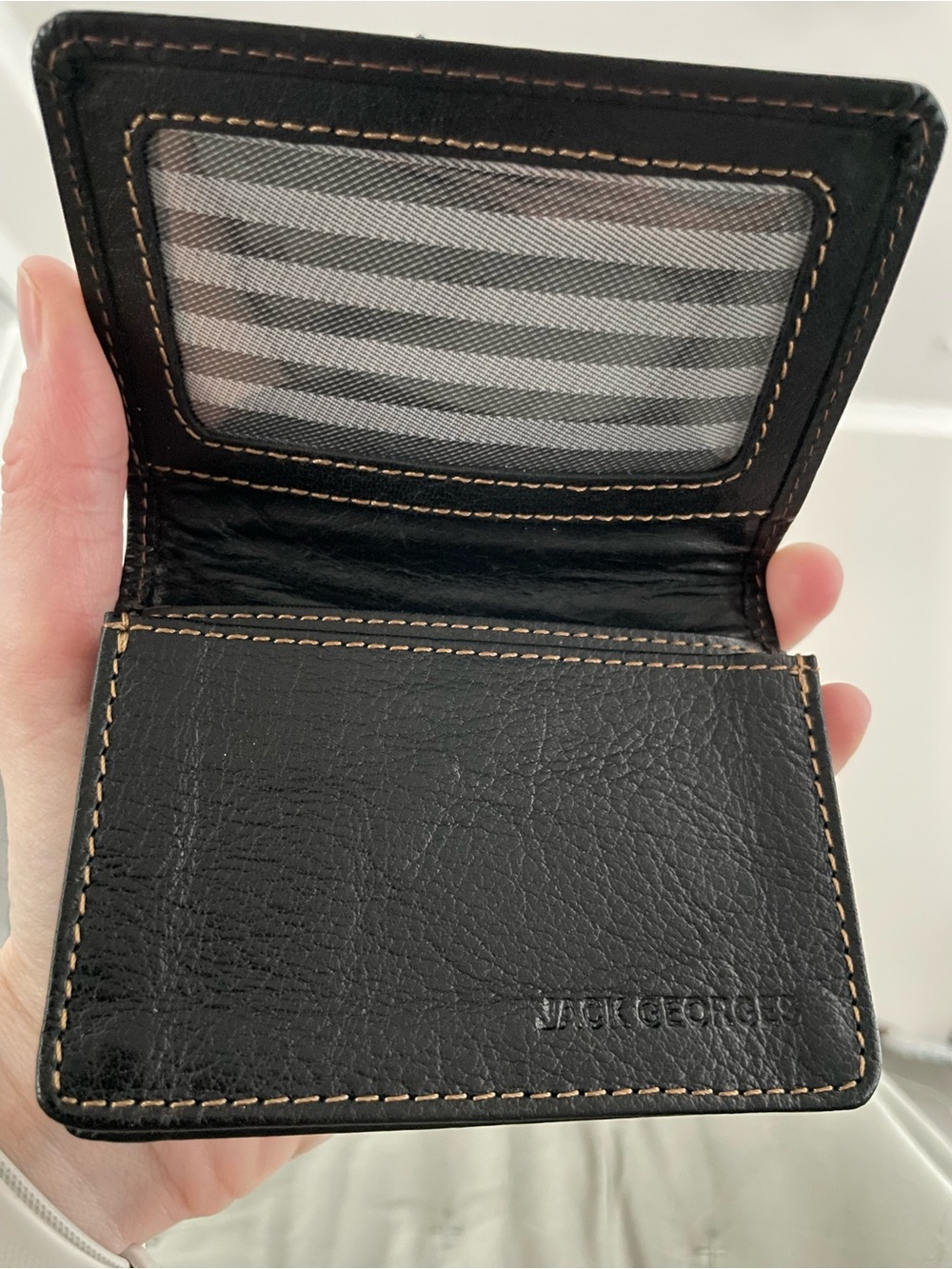 Jack Georges Black Leather Bi-Fold Card Holder